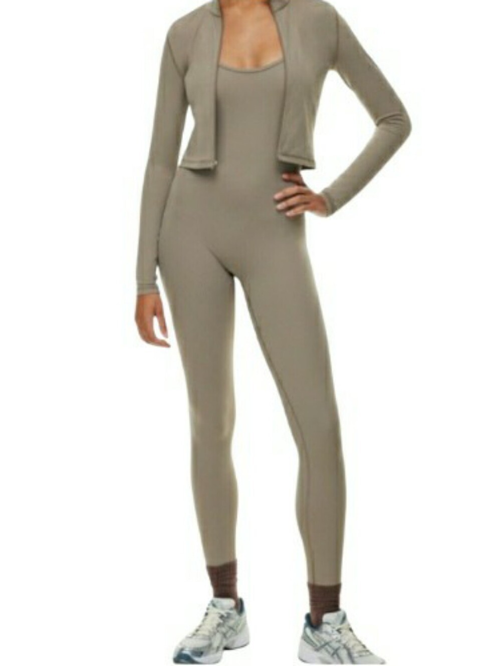 Aritzia TnaBUTTER Rib Rhythm Scoopneck ribbed jumpsuit- S